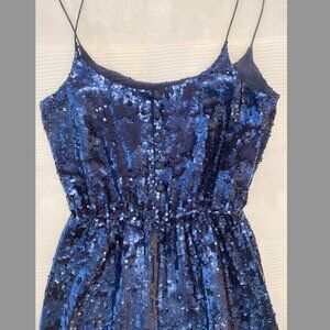 J Crew Collection Navy Sequin Spaghetti Strap Cocktail Dress size 0